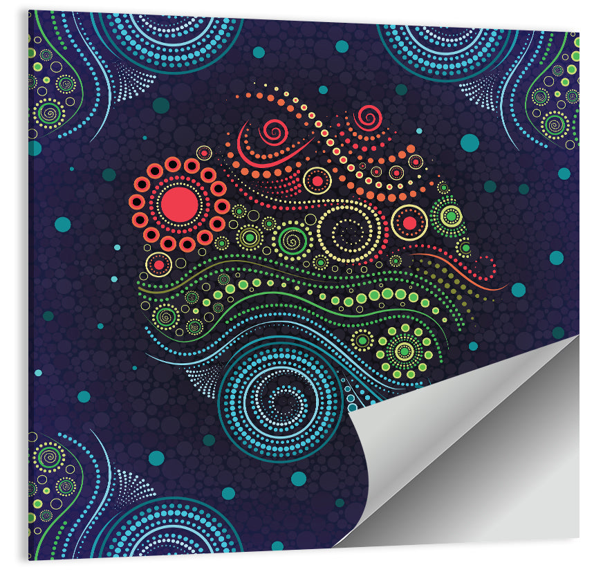 Concentric Floral Dot Illustration Wall Art