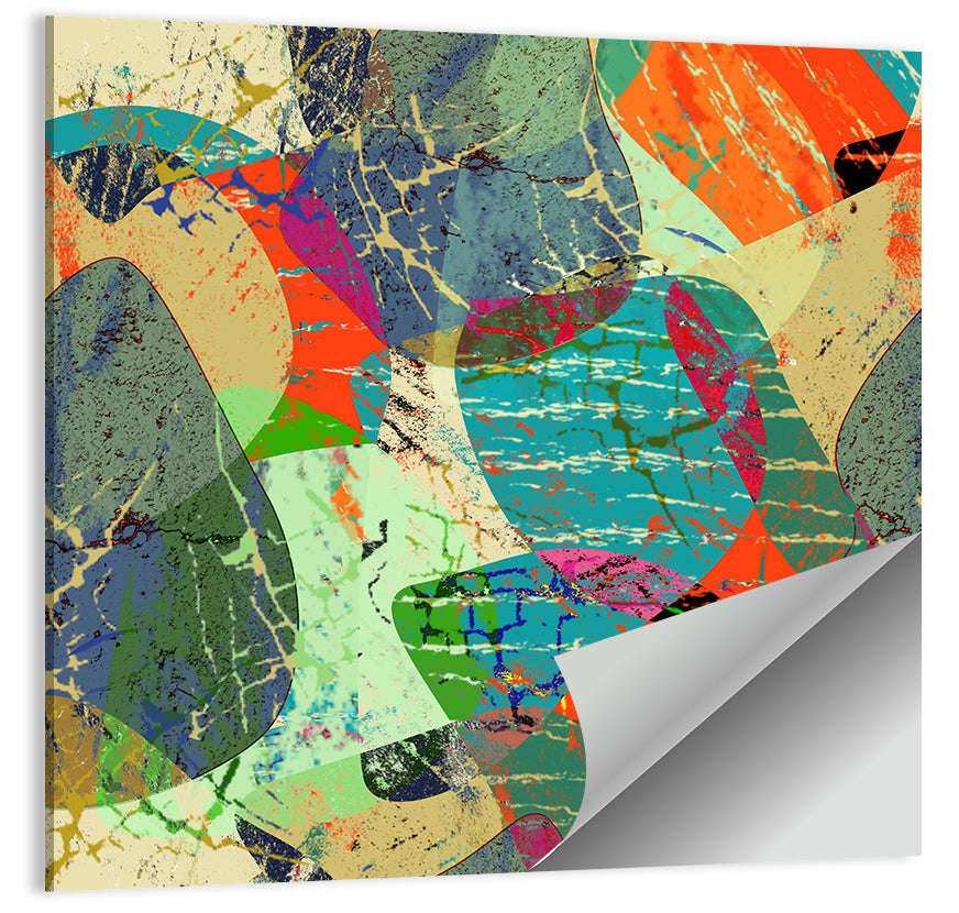 Vibrant Grunge Geometric Collage Wall Art