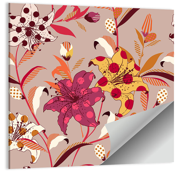 Polka Dot Lily Pattern Wall Art as a poster print