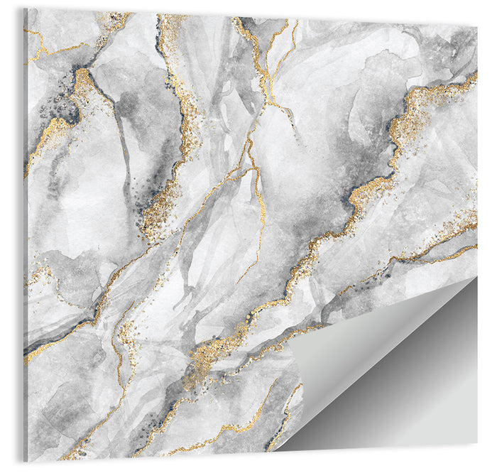 White Marble with Gold Veins Wall Art as a poster print