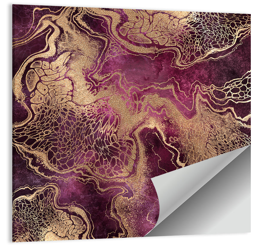 Purple and Gold Marble Abstraction Wall Art