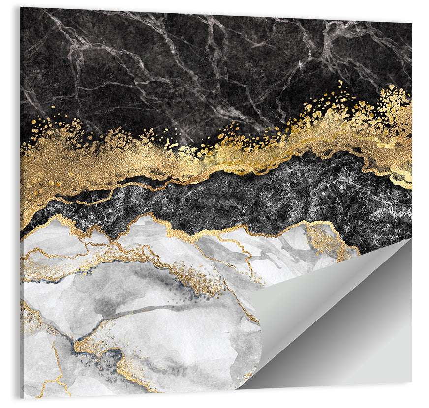 Gold Veined Marble Layers Wall Art