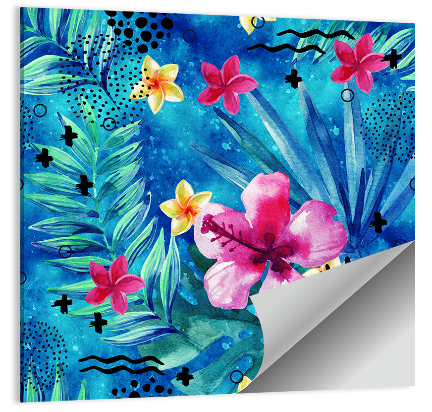 Summer Hibiscus and Frangipani Abstract Wall Art