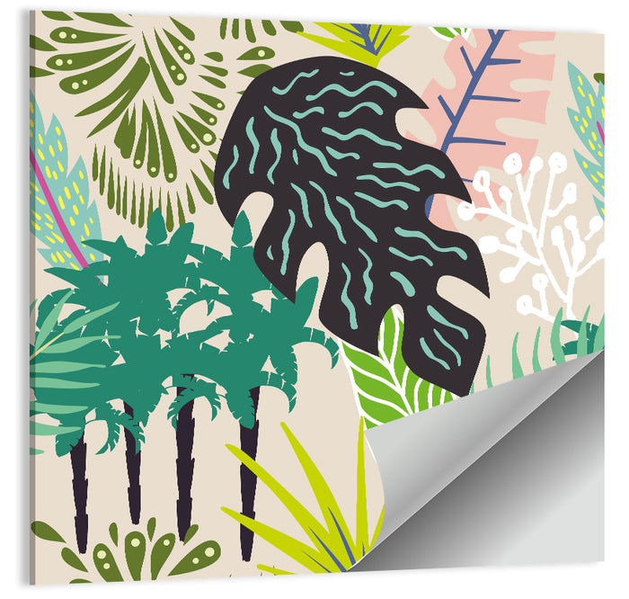 Leaves and Palm Trees Abstract Wall Art as a poster print