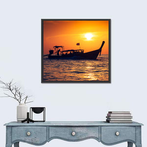 Fishing Boat Sunset Wall Art