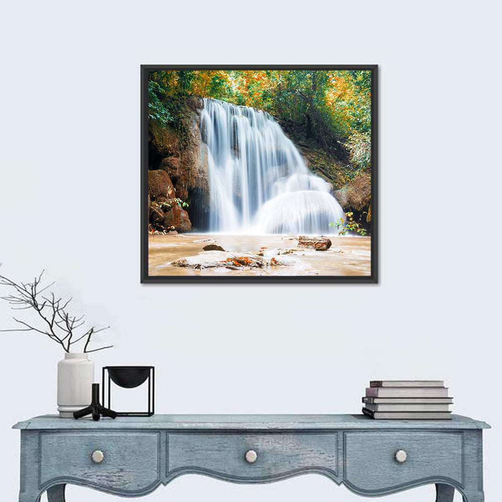 Planthong Waterfall Phuphaman Thailand Wall Art in a room, square