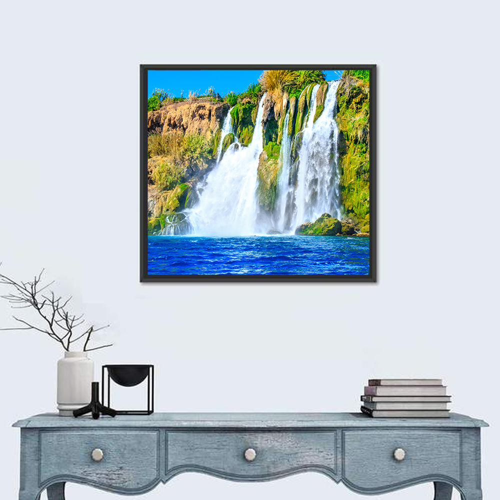 Duden Waterfalls Cliffside, Antalya Wall Art in a room, square