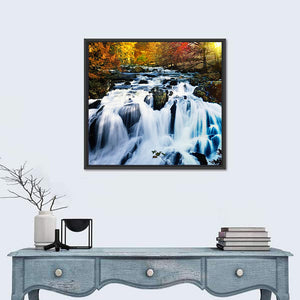 Autumn Forest Waterfall Wall Art