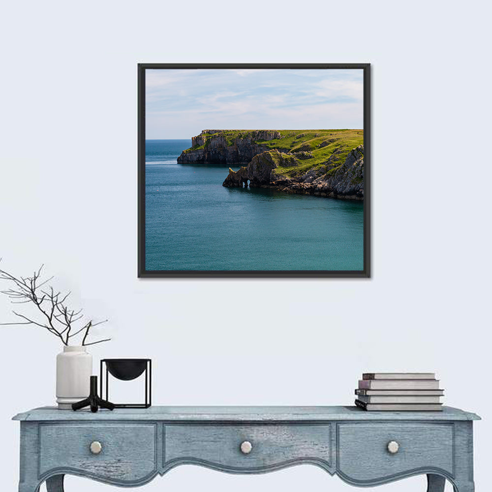 Barafundle Bay Clifftop and Sea Arch Wall Art in a room, square