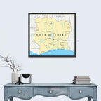 Côte D'ivoire Political Map Wall Art