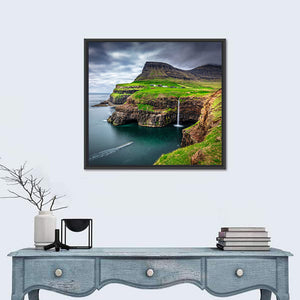 Gasadalur Waterfall In Faroe Island Wall Art