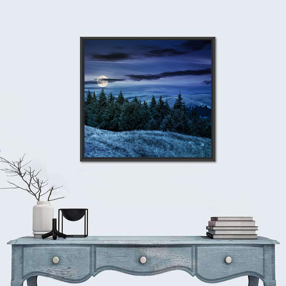 Moonlit Svydovets Ridge Wall Art in a room, square