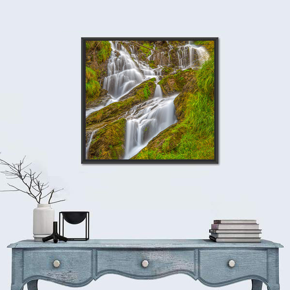 Tiered Waterfall in Val D'aosta Wall Art in a room, square