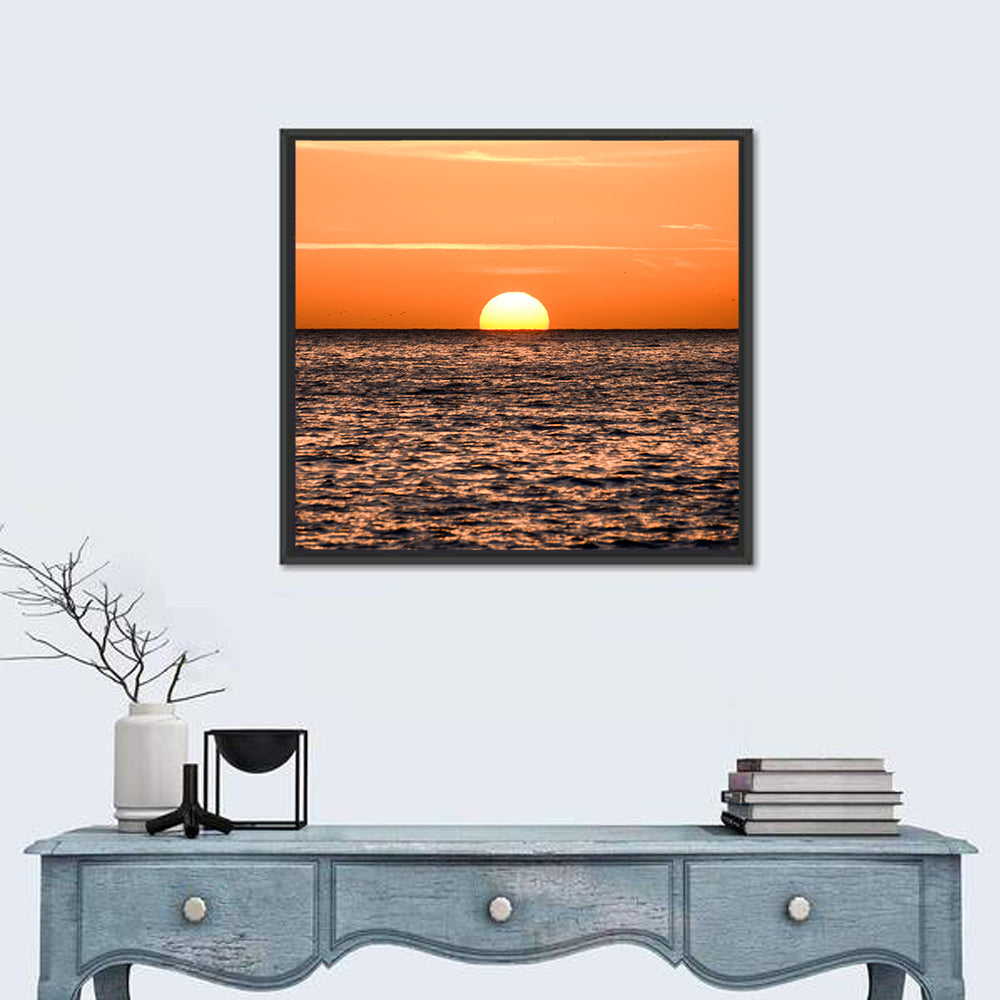 Sun Setting In The Sea Wall Art