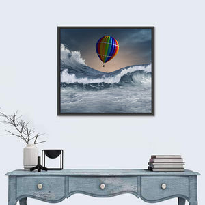 Aerostat Flying Above Stormy Sea Wall Art