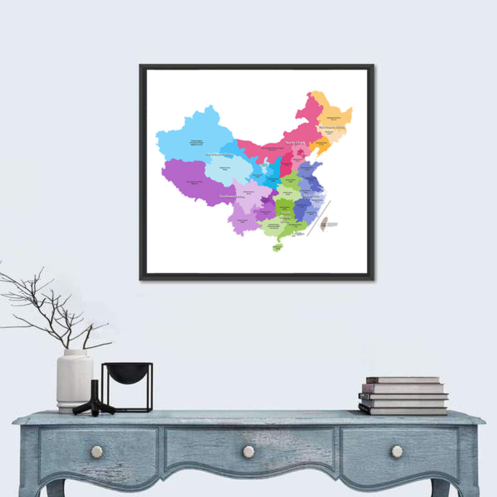 China Provinces Map Wall Art