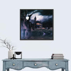 Moonlit Haunted House Wall Art