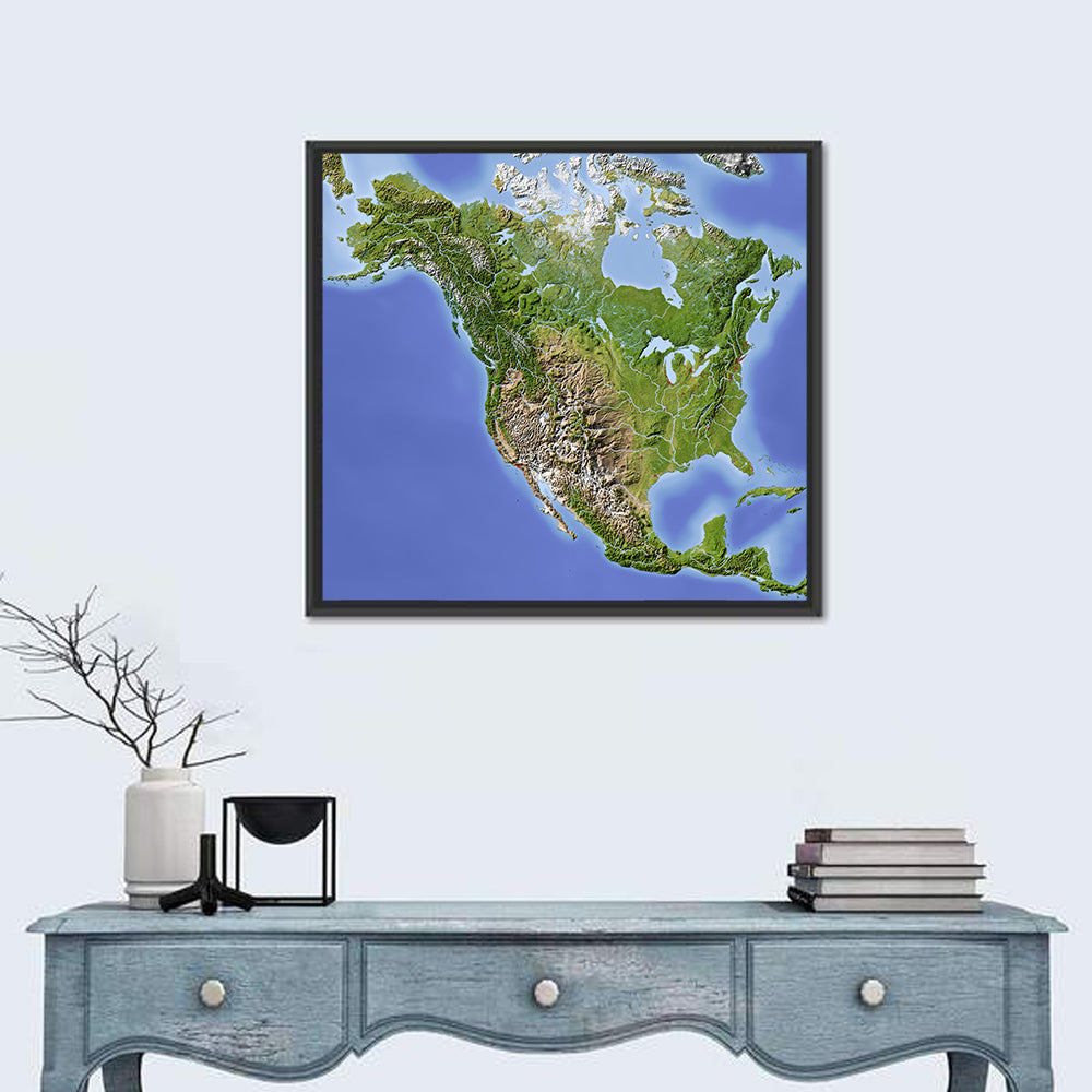 North America Topographic Map Wall Art