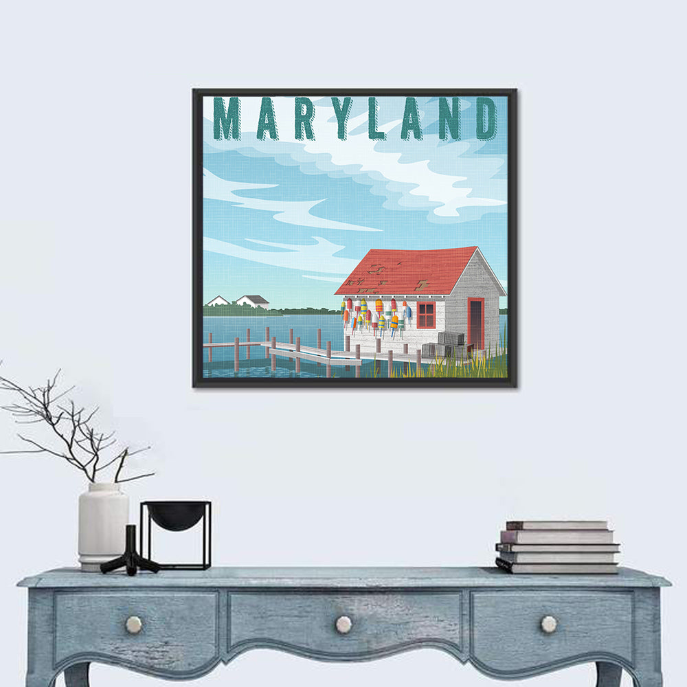 Maryland Harbor Scene Wall Art in a room, square