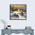 Snowy Village Bridge Wall Art