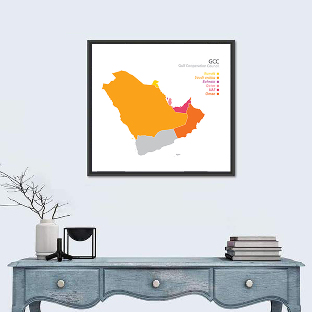 Gcc Countries Map Wall Art