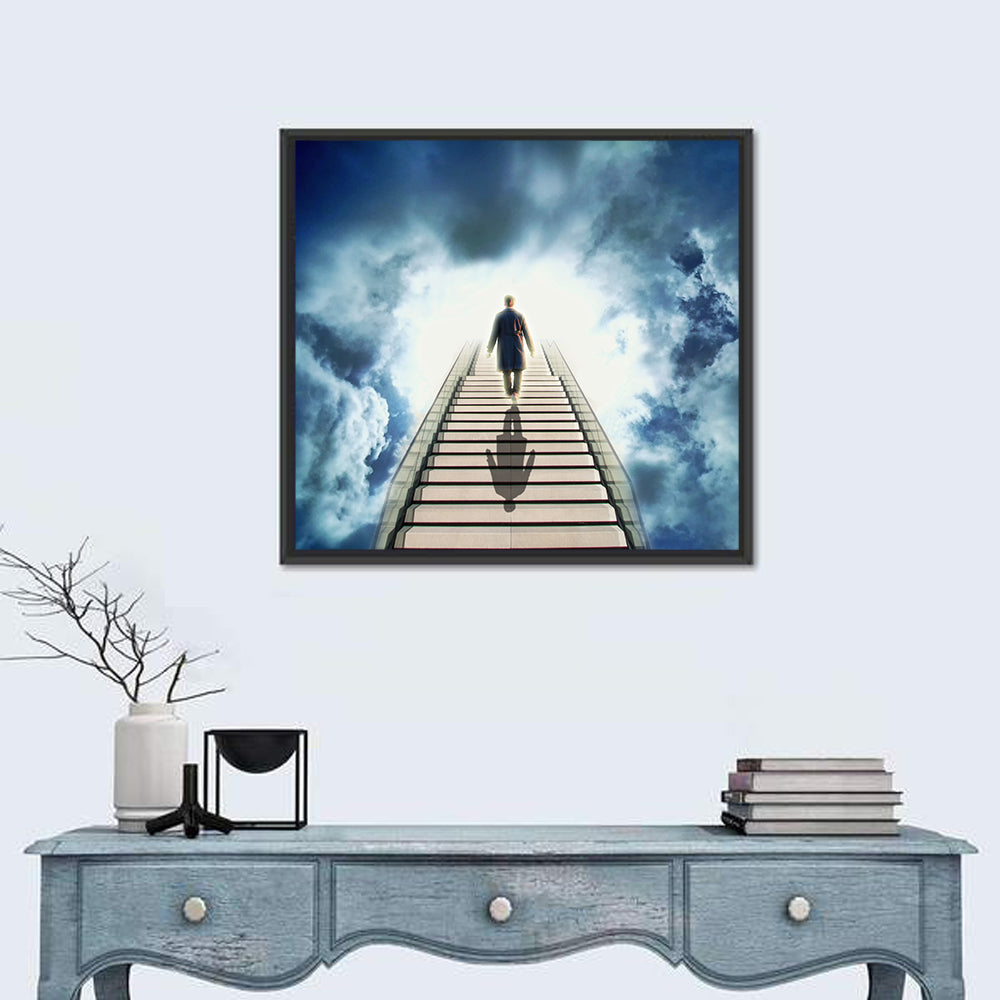 Man Ascending Toward Light Wall Art