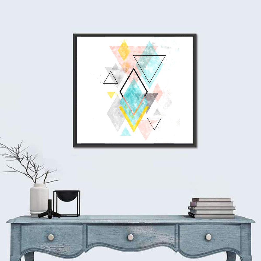 Scandinavian Diamond Geometry Wall Art in a room, square