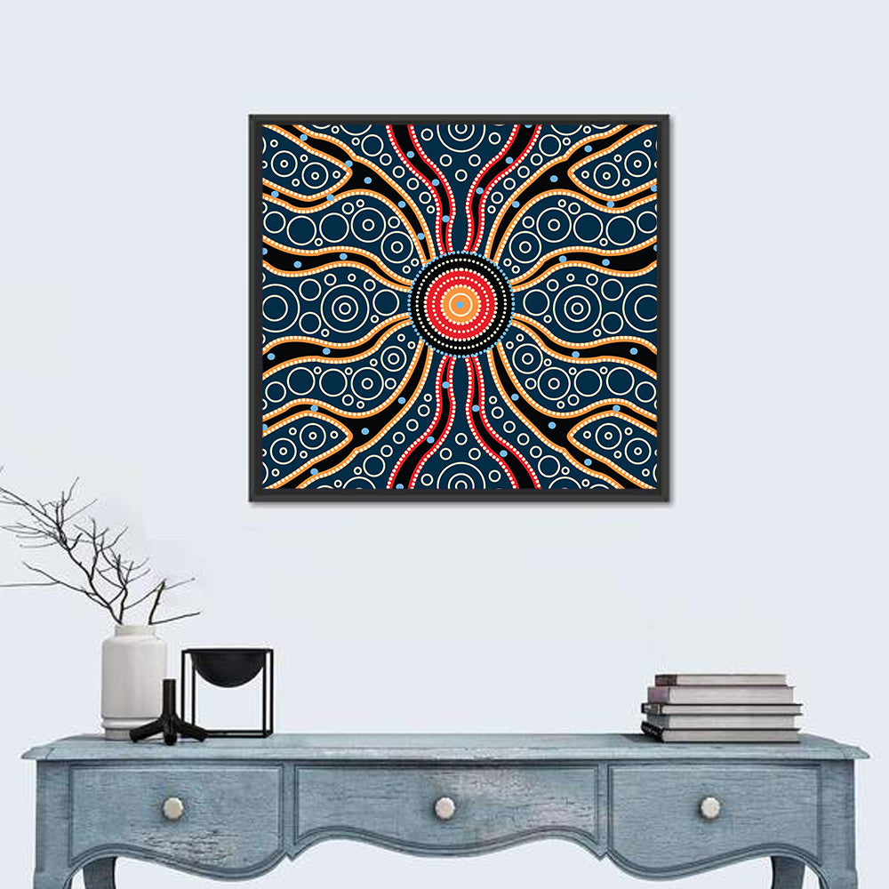 Concentric Dot Sunburst Illustration Wall Art
