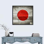 Japanese Flag on Distressed Wood Wall Art