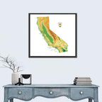 California Topographic Map Wall Art