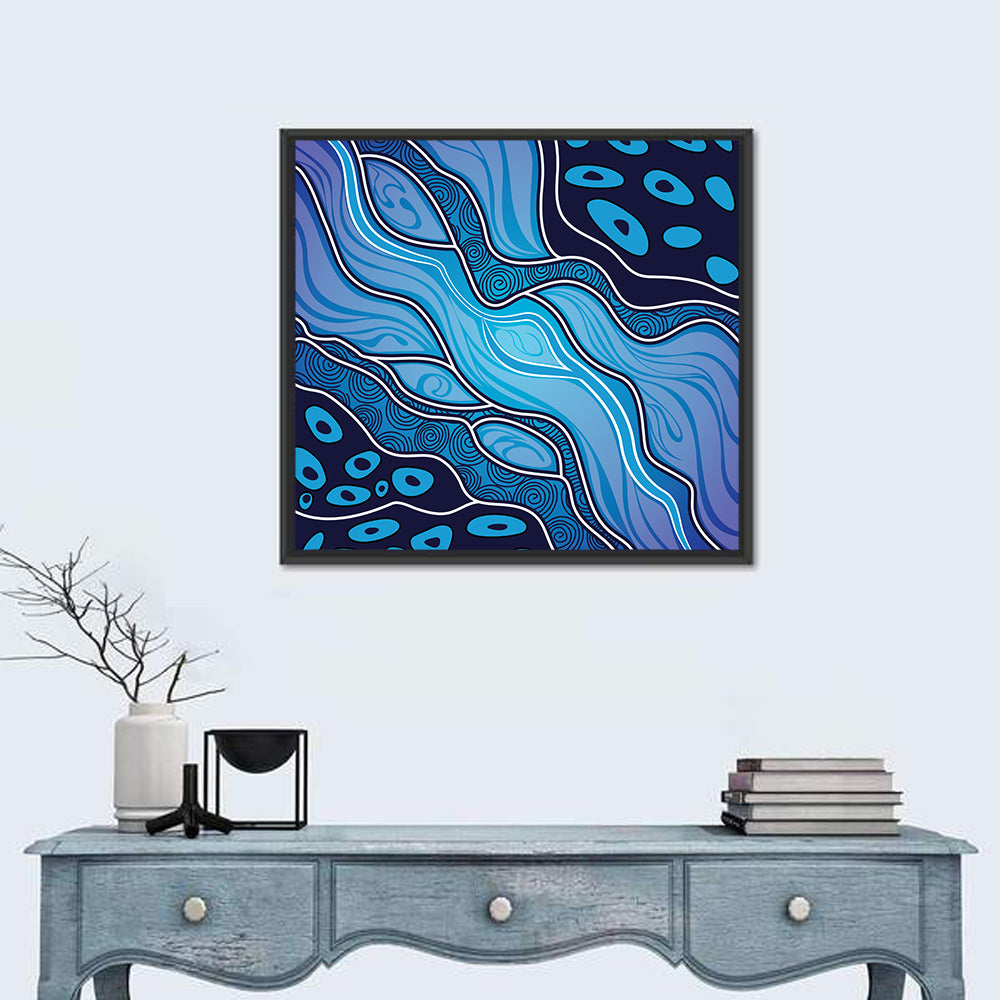 River Flow Vector Painting Wall Art in a room, square