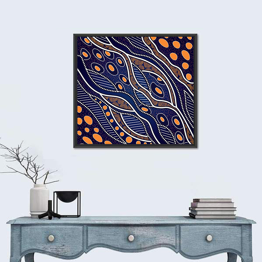 Rhythmic Dot Vector Composition Wall Art in a room, square
