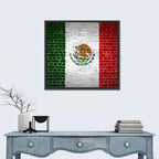 Weathered Mexico Flag with Coat of Arms Wall Art