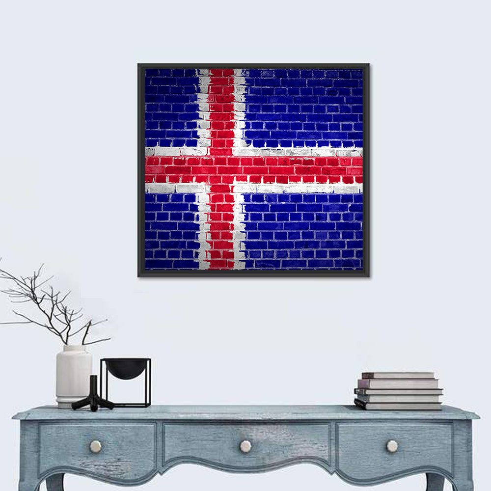 Iceland Flag on Brick Wall Art