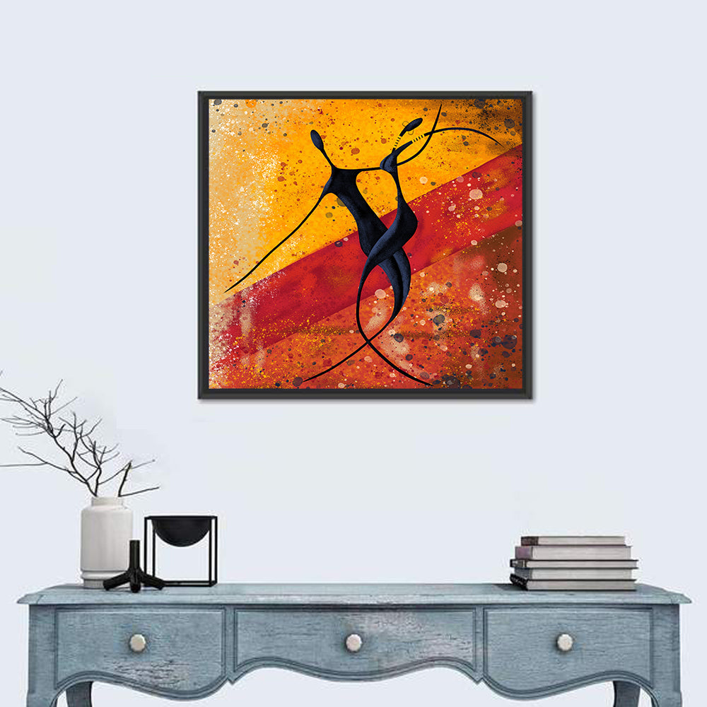 Passionate African Dance Illustration Wall Art in a room, square
