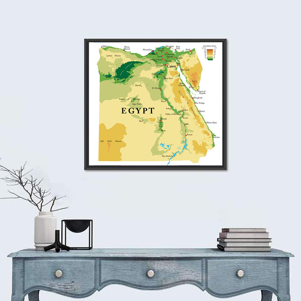 Egypt Physical Map Wall Art