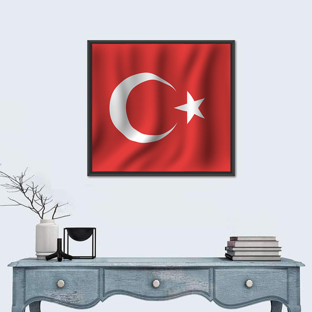 Turkish Flag with Wavy Texture Wall Art