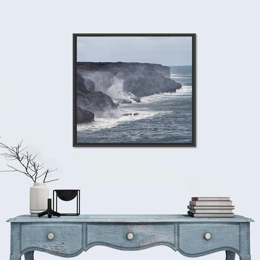 Glowing Lava on Big Island Coast Wall Art in a room, square