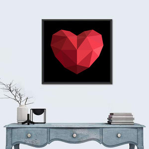 Red Geometric Heart Wall Art