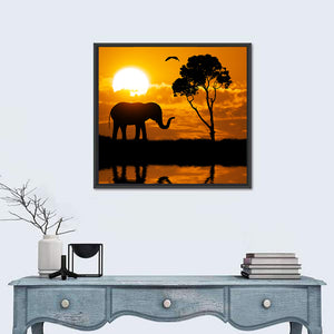 Silhouette Of Elephant Wall Art