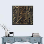 Black and Gold Circle Ornament Pattern Wall Art