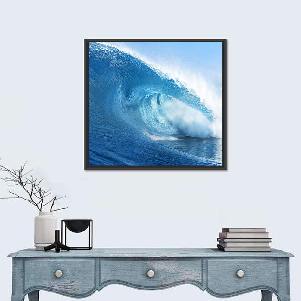 Blue Surf Barrel Wall Art in a room, square