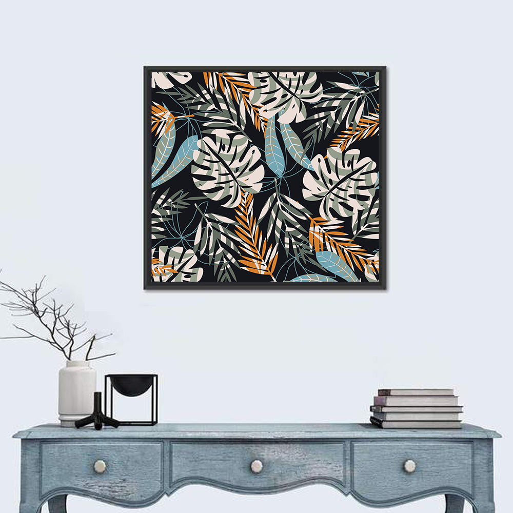 Monstera and Palm Leaves Pattern Wall Art