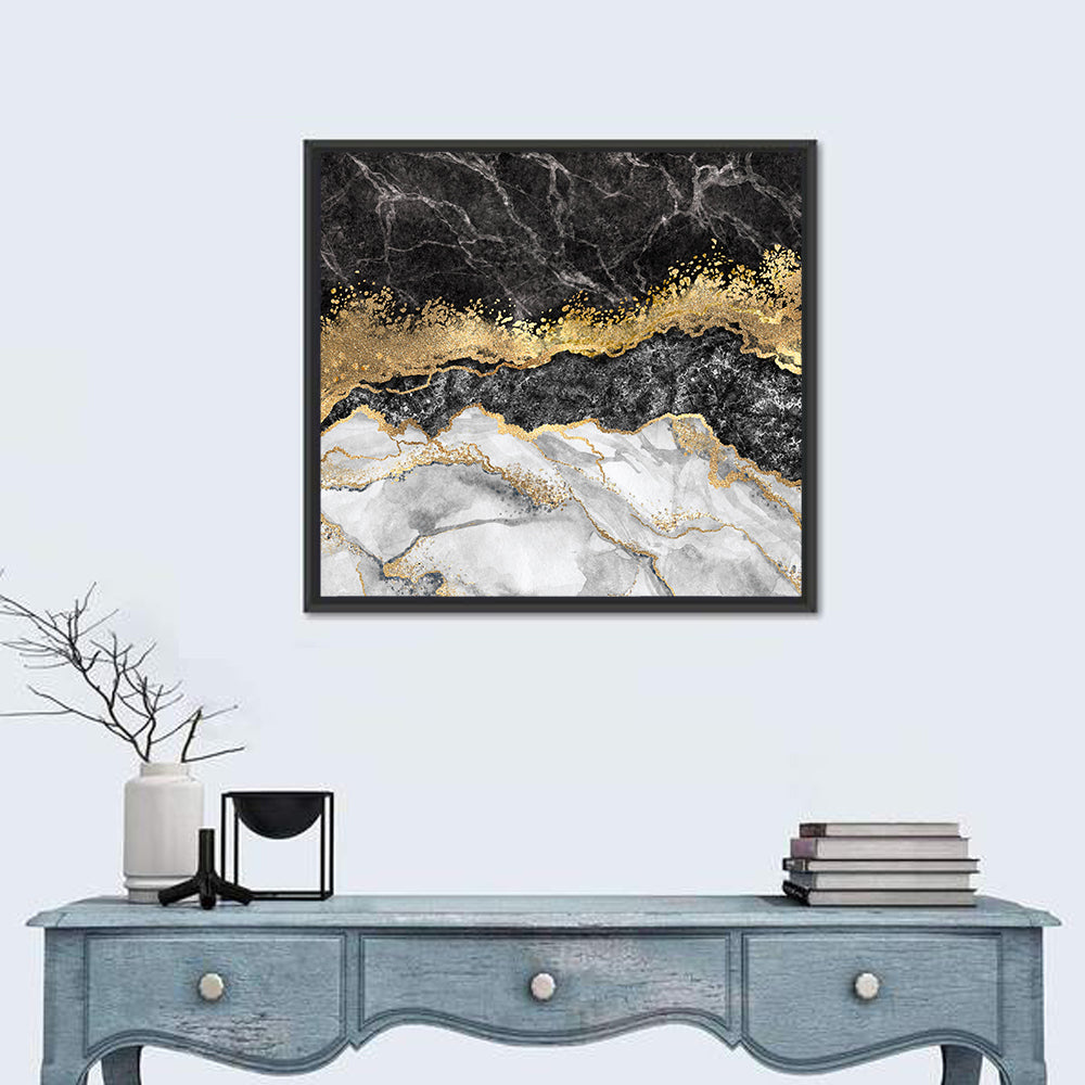 Gold Veined Marble Layers Wall Art