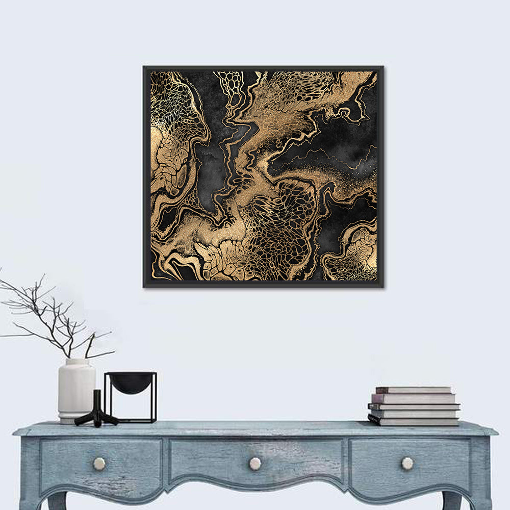Black Marble with Gold Veins Wall Art
