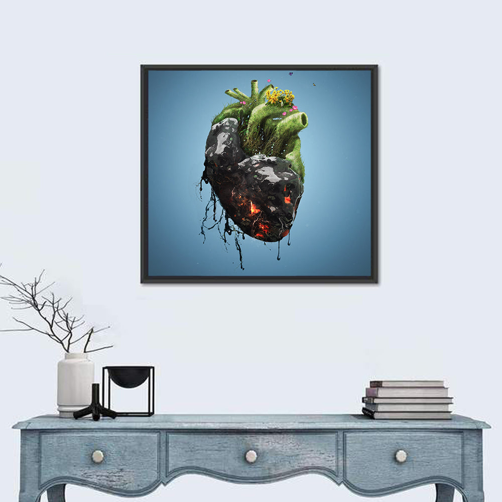 Anatomical Heart with Moss and Lava Wall Art in a room, square