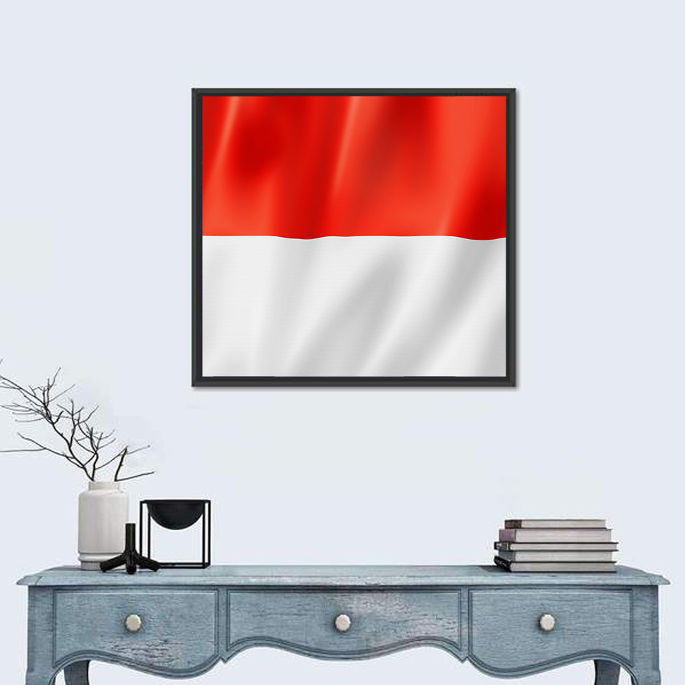Indonesian Flag Waving Red and White Wall Art