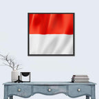 Indonesian Flag Waving Red and White Wall Art