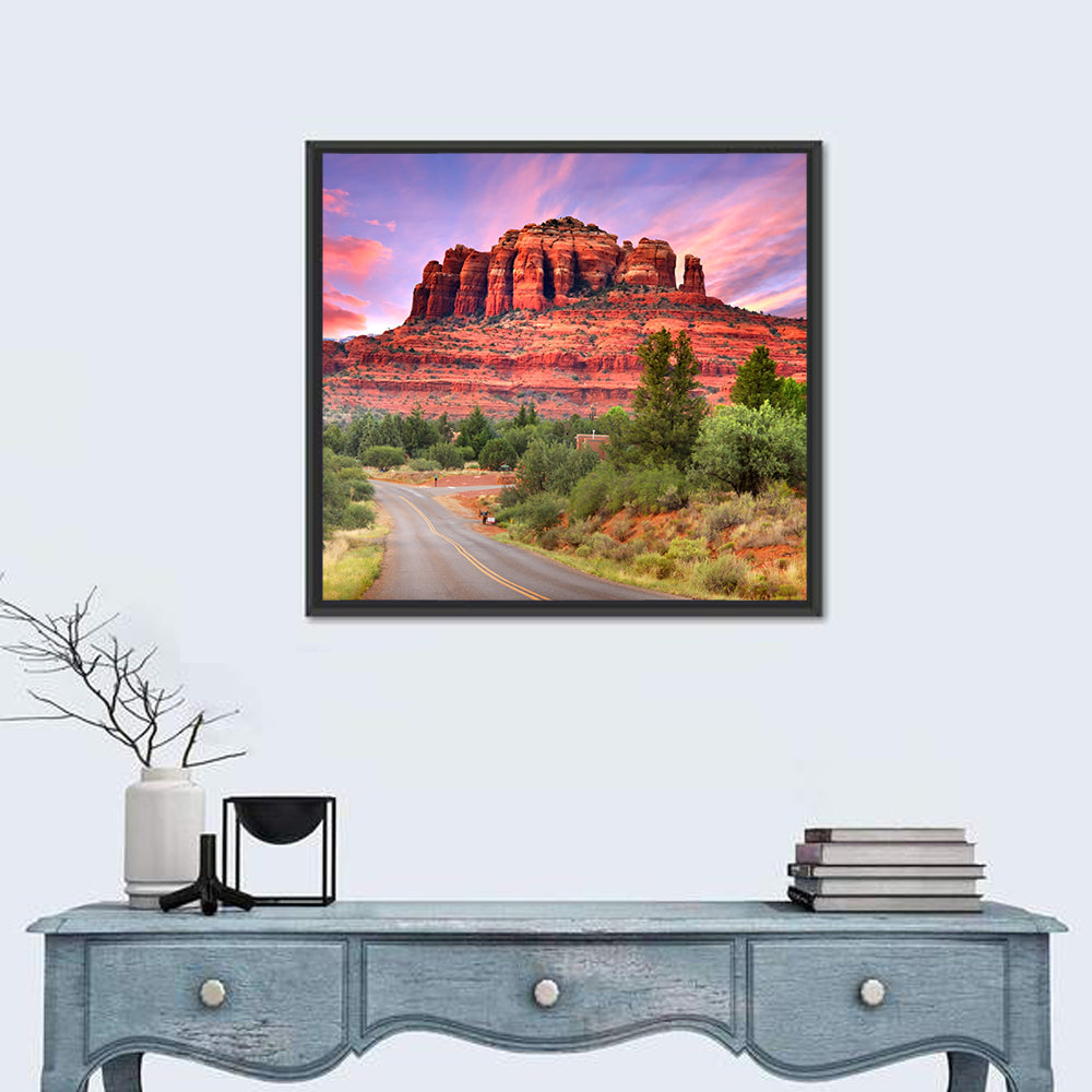Drive Toward Cathedral Rock, Sedona Wall Art in a room, square