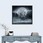 Full Moon Over Misty Forest Wall Art